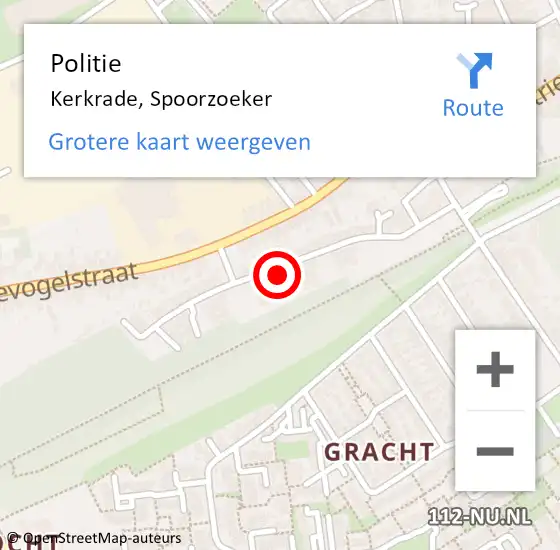 Locatie op kaart van de 112 melding: Politie Kerkrade, Spoorzoeker op 20 november 2017 16:18