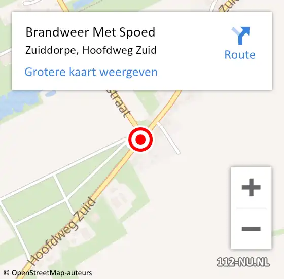 Locatie op kaart van de 112 melding: Brandweer Met Spoed Naar Zuiddorpe, Hoofdweg Zuid op 20 november 2017 17:11