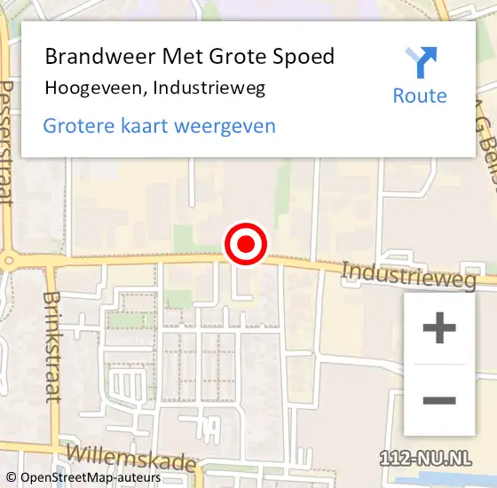 Locatie op kaart van de 112 melding: Brandweer Met Grote Spoed Naar Hoogeveen, Industrieweg op 20 november 2017 18:19