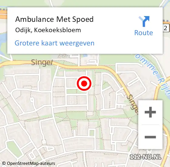 Locatie op kaart van de 112 melding: Ambulance Met Spoed Naar Odijk, Koekoeksbloem op 20 november 2017 18:22