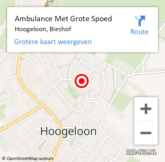 Locatie op kaart van de 112 melding: Ambulance Met Grote Spoed Naar Hoogeloon, Bieshof op 20 november 2017 18:48