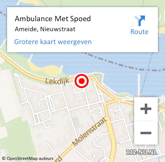 Locatie op kaart van de 112 melding: Ambulance Met Spoed Naar Ameide, Nieuwstraat op 20 november 2017 19:06