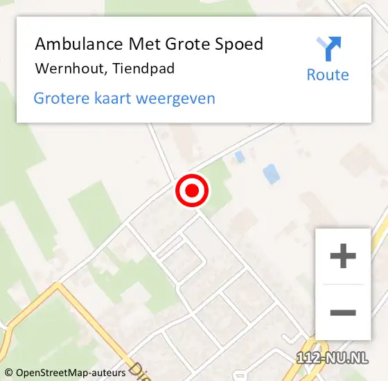 Locatie op kaart van de 112 melding: Ambulance Met Grote Spoed Naar Wernhout, Tiendpad op 20 november 2017 19:27