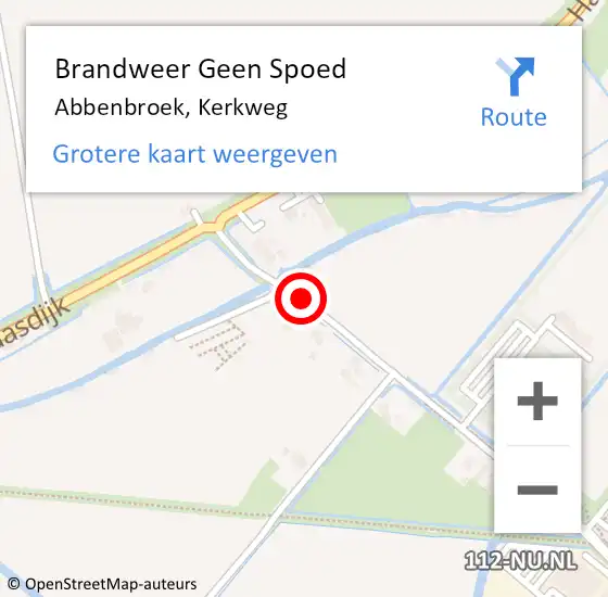 Locatie op kaart van de 112 melding: Brandweer Geen Spoed Naar Abbenbroek, Kerkweg op 20 november 2017 19:40