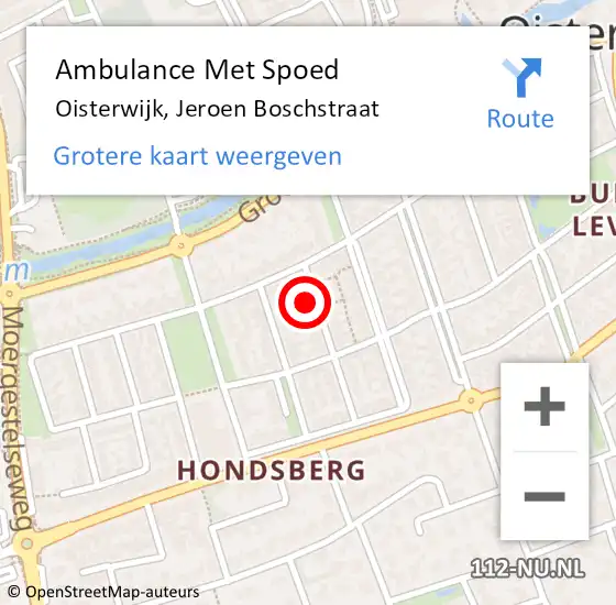 Locatie op kaart van de 112 melding: Ambulance Met Spoed Naar Oisterwijk, Jeroen Boschstraat op 20 november 2017 19:57