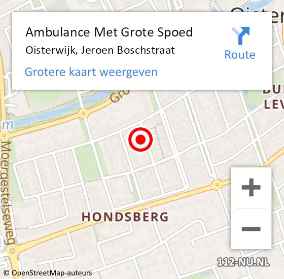 Locatie op kaart van de 112 melding: Ambulance Met Grote Spoed Naar Oisterwijk, Jeroen Boschstraat op 20 november 2017 19:59