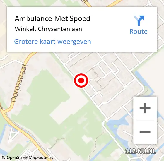 Locatie op kaart van de 112 melding: Ambulance Met Spoed Naar Winkel, Chrysantenlaan op 20 november 2017 20:05