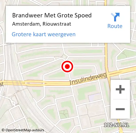Locatie op kaart van de 112 melding: Brandweer Met Grote Spoed Naar Amsterdam, Riouwstraat op 20 november 2017 20:40