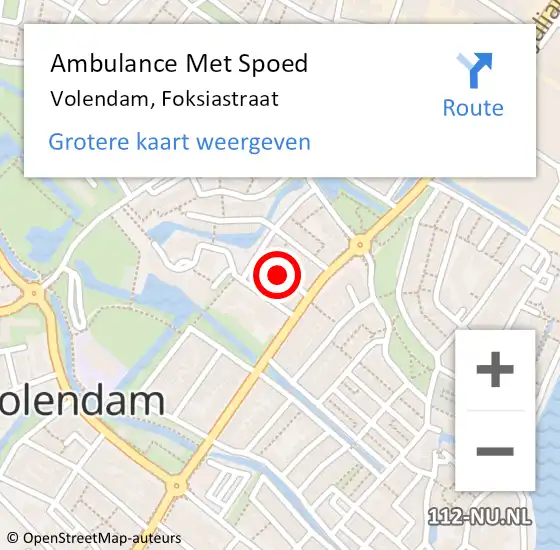 Locatie op kaart van de 112 melding: Ambulance Met Spoed Naar Volendam, Foksiastraat op 20 november 2017 21:27