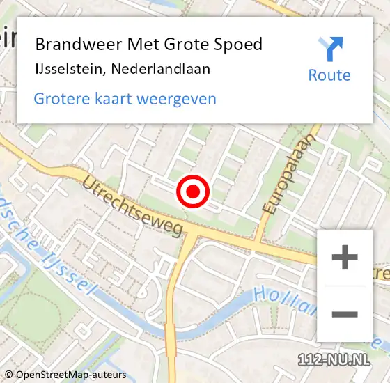 Locatie op kaart van de 112 melding: Brandweer Met Grote Spoed Naar IJsselstein, Nederlandlaan op 20 november 2017 21:54