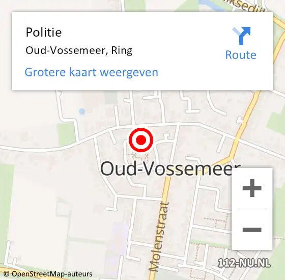 Locatie op kaart van de 112 melding: Politie Oud-Vossemeer, Ring op 21 november 2017 00:20
