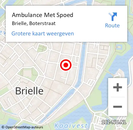 Locatie op kaart van de 112 melding: Ambulance Met Spoed Naar Brielle, Boterstraat op 21 november 2017 00:32