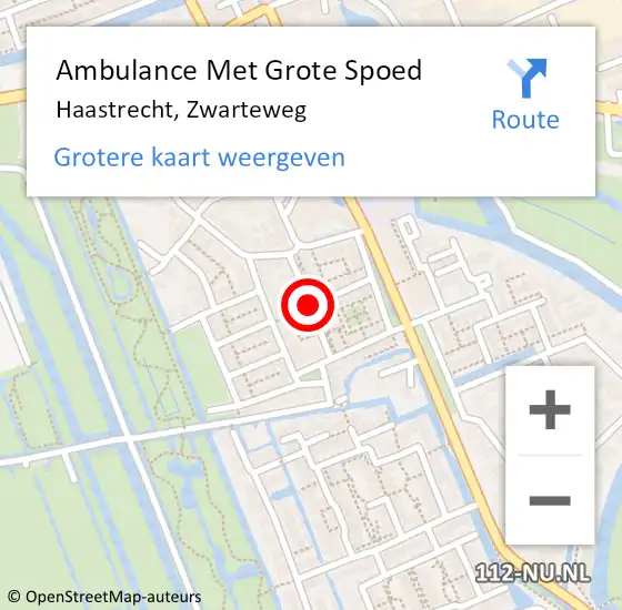 Locatie op kaart van de 112 melding: Ambulance Met Grote Spoed Naar Haastrecht, Zwarteweg op 21 november 2017 00:49