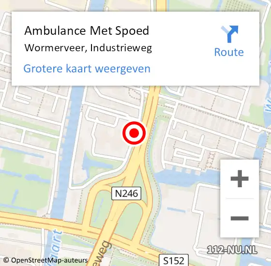 Locatie op kaart van de 112 melding: Ambulance Met Spoed Naar Wormerveer, Industrieweg op 21 november 2017 01:46