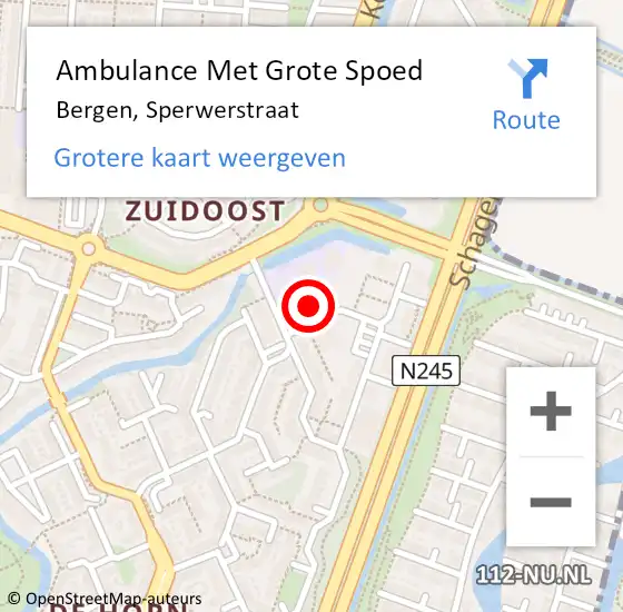 Locatie op kaart van de 112 melding: Ambulance Met Grote Spoed Naar Bergen, Sperwerstraat op 21 november 2017 02:13