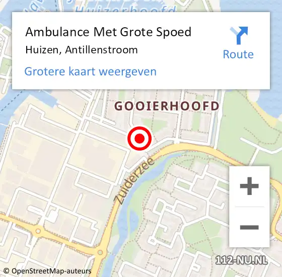 Locatie op kaart van de 112 melding: Ambulance Met Grote Spoed Naar Huizen, Antillenstroom op 7 februari 2014 14:07