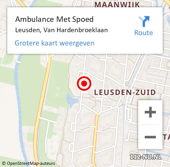 Locatie op kaart van de 112 melding: Ambulance Met Spoed Naar Leusden, Van Hardenbroeklaan op 21 november 2017 05:13