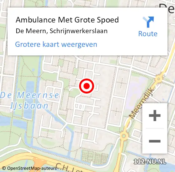 Locatie op kaart van de 112 melding: Ambulance Met Grote Spoed Naar De Meern, Schrijnwerkerslaan op 21 november 2017 06:30