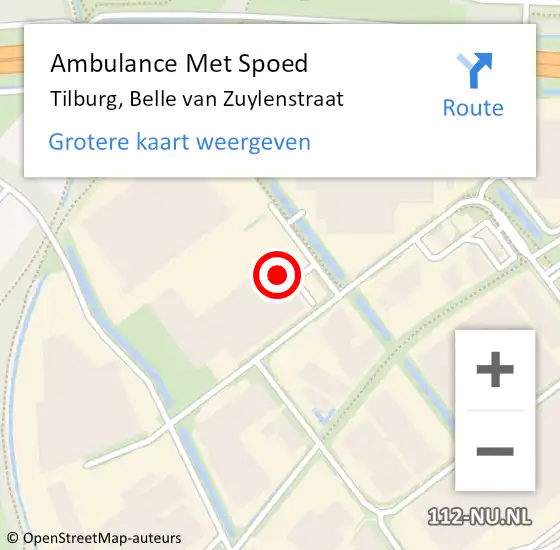 Locatie op kaart van de 112 melding: Ambulance Met Spoed Naar Tilburg, Belle van Zuylenstraat op 21 november 2017 07:43