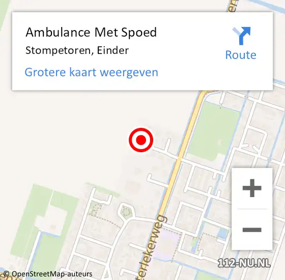 Locatie op kaart van de 112 melding: Ambulance Met Spoed Naar Stompetoren, Einder op 21 november 2017 07:52