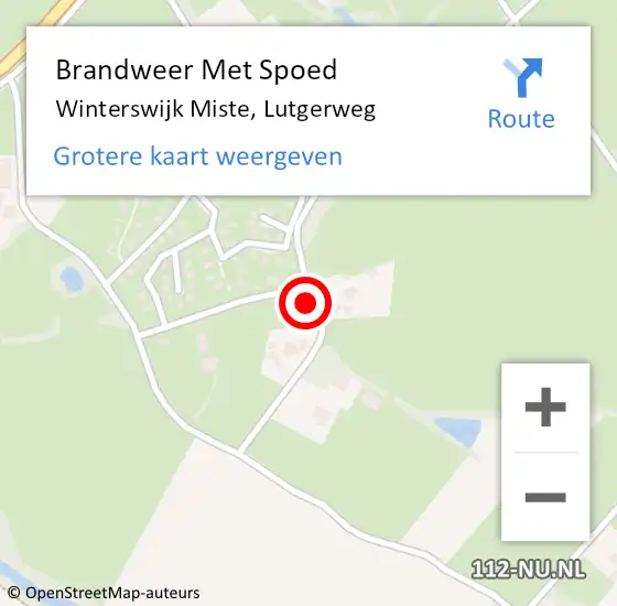 Locatie op kaart van de 112 melding: Brandweer Met Spoed Naar Winterswijk Miste, Lutgerweg op 21 november 2017 08:25