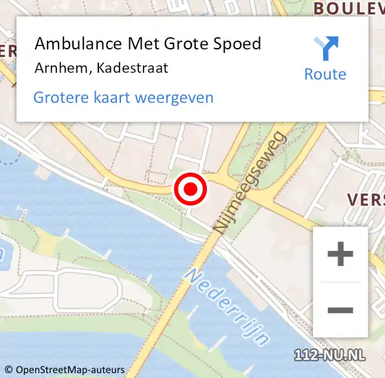 Locatie op kaart van de 112 melding: Ambulance Met Grote Spoed Naar Arnhem, Kadestraat op 21 november 2017 08:33