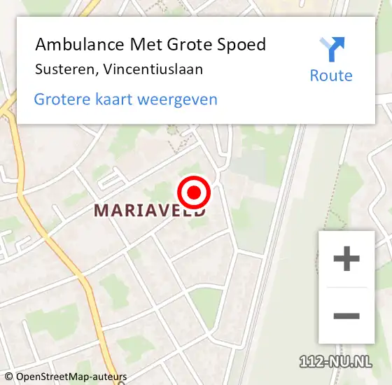 Locatie op kaart van de 112 melding: Ambulance Met Grote Spoed Naar Susteren, Vincentiuslaan op 21 november 2017 09:09