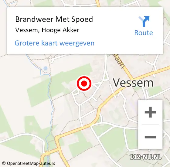 Locatie op kaart van de 112 melding: Brandweer Met Spoed Naar Vessem, Hooge Akker op 21 november 2017 09:12