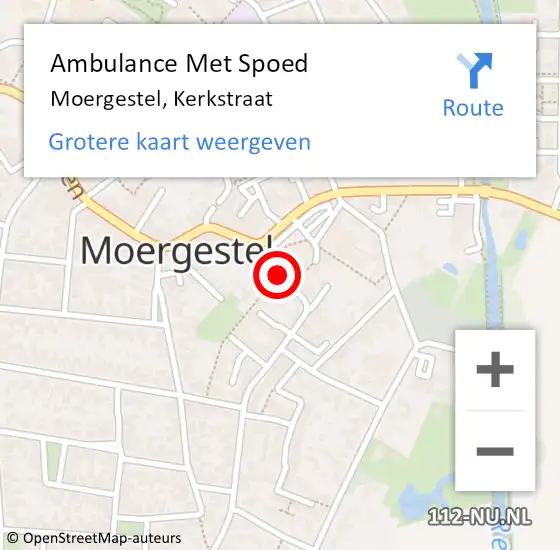 Locatie op kaart van de 112 melding: Ambulance Met Spoed Naar Moergestel, Kerkstraat op 21 november 2017 09:23