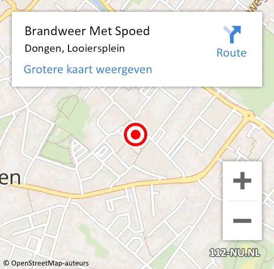 Locatie op kaart van de 112 melding: Brandweer Met Spoed Naar Dongen, Looiersplein op 21 november 2017 09:28