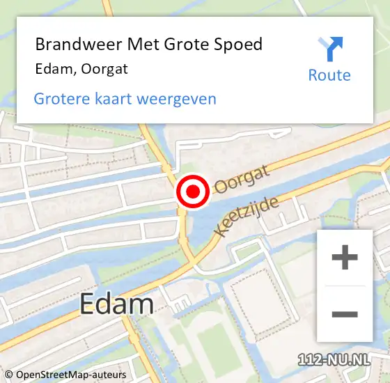 Locatie op kaart van de 112 melding: Brandweer Met Grote Spoed Naar Edam, Oorgat op 21 november 2017 09:37