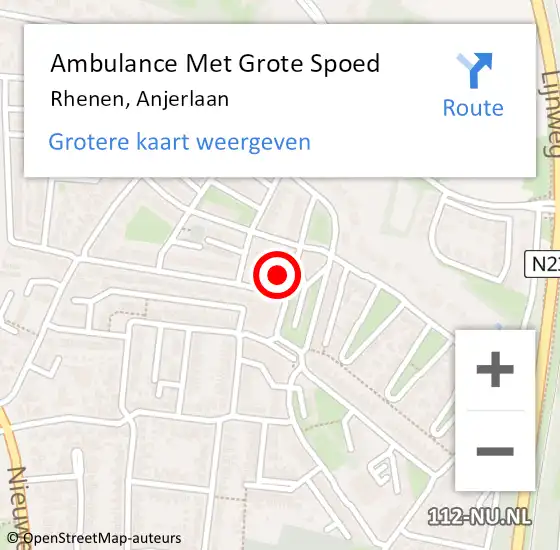 Locatie op kaart van de 112 melding: Ambulance Met Grote Spoed Naar Rhenen, Anjerlaan op 21 november 2017 09:39