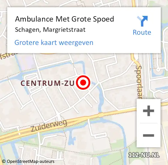 Locatie op kaart van de 112 melding: Ambulance Met Grote Spoed Naar Schagen, Margrietstraat op 21 november 2017 09:41