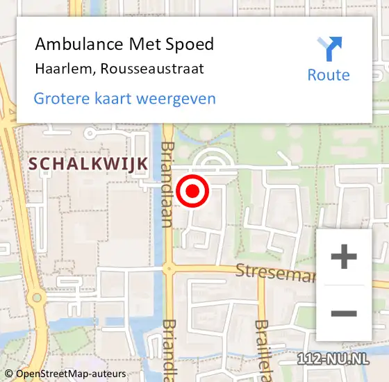 Locatie op kaart van de 112 melding: Ambulance Met Spoed Naar Haarlem, Rousseaustraat op 21 november 2017 10:19