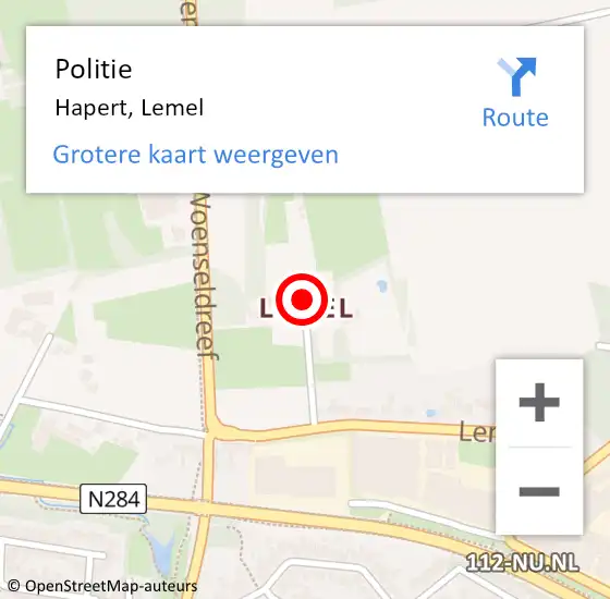 Locatie op kaart van de 112 melding: Politie Hapert, Lemel op 21 november 2017 10:24