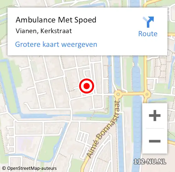 Locatie op kaart van de 112 melding: Ambulance Met Spoed Naar Vianen, Kerkstraat op 21 november 2017 11:06