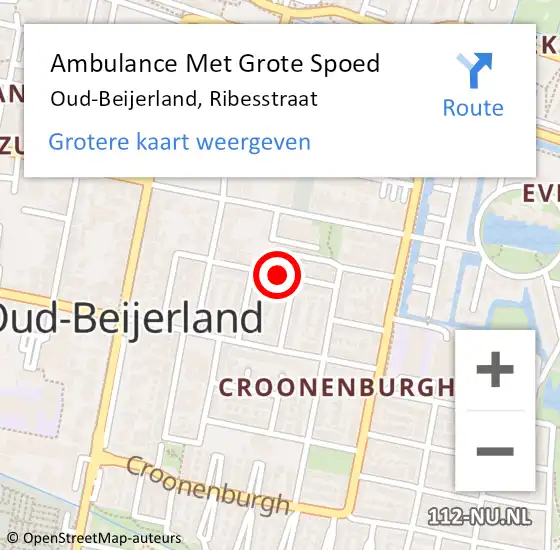 Locatie op kaart van de 112 melding: Ambulance Met Grote Spoed Naar Oud-Beijerland, Ribesstraat op 21 november 2017 12:14