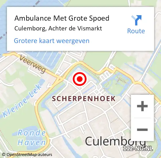 Locatie op kaart van de 112 melding: Ambulance Met Grote Spoed Naar Culemborg, Achter de Vismarkt op 21 november 2017 13:34