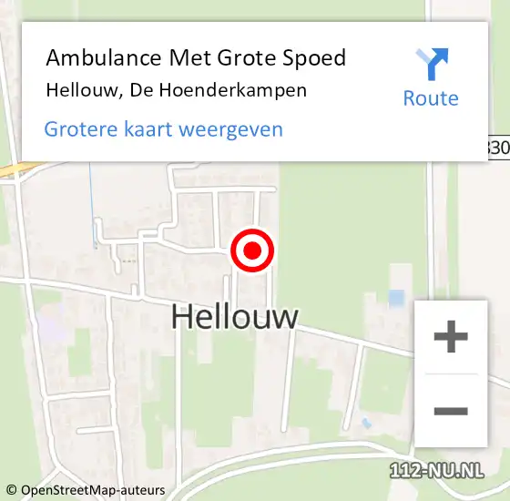 Locatie op kaart van de 112 melding: Ambulance Met Grote Spoed Naar Hellouw, De Hoenderkampen op 21 november 2017 14:10