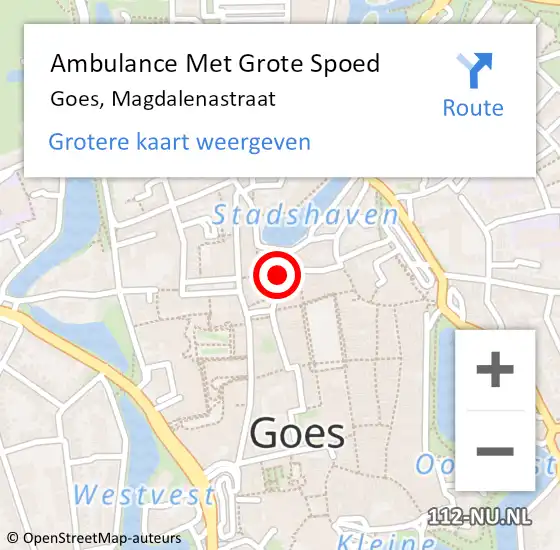 Locatie op kaart van de 112 melding: Ambulance Met Grote Spoed Naar Goes, Magdalenastraat op 21 november 2017 14:12