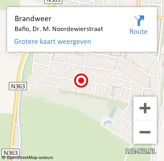 Locatie op kaart van de 112 melding: Brandweer Baflo, Dr. M. Noordewierstraat op 7 februari 2014 14:57