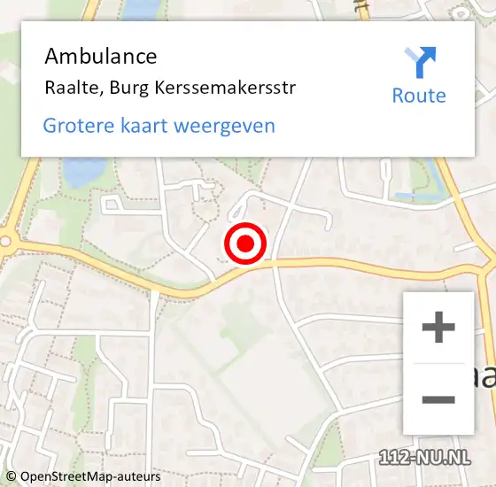 Locatie op kaart van de 112 melding: Ambulance Raalte, Burg Kerssemakersstr op 21 november 2017 15:05