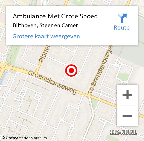 Locatie op kaart van de 112 melding: Ambulance Met Grote Spoed Naar Bilthoven, Steenen Camer op 21 november 2017 15:07