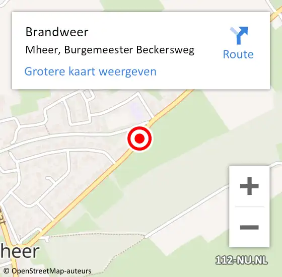 Locatie op kaart van de 112 melding: Brandweer Mheer, Burgemeester Beckersweg op 7 februari 2014 15:00