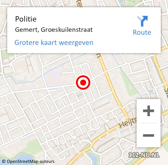 Locatie op kaart van de 112 melding: Politie Gemert, Groeskuilenstraat op 21 november 2017 16:01