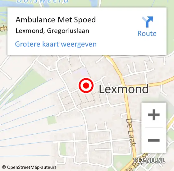 Locatie op kaart van de 112 melding: Ambulance Met Spoed Naar Lexmond, Gregoriuslaan op 21 november 2017 16:02