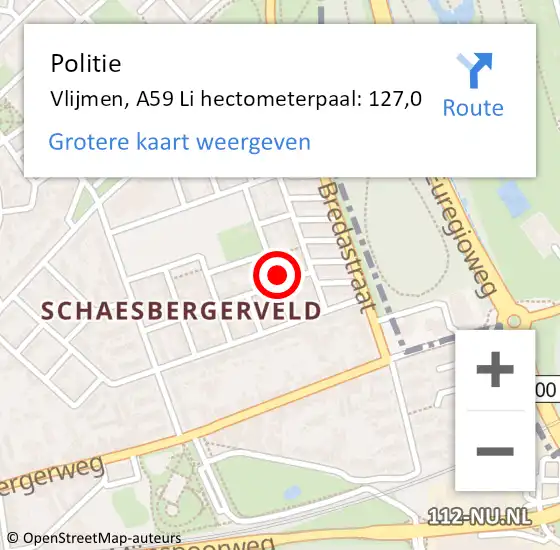 Locatie op kaart van de 112 melding: Politie Vlijmen, A59 Li hectometerpaal: 127,0 op 21 november 2017 16:07