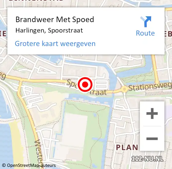 Locatie op kaart van de 112 melding: Brandweer Met Spoed Naar Harlingen, Spoorstraat op 21 november 2017 16:32