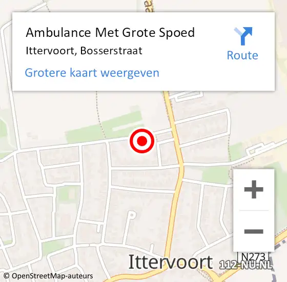 Locatie op kaart van de 112 melding: Ambulance Met Grote Spoed Naar Ittervoort, Bosserstraat op 21 november 2017 17:35