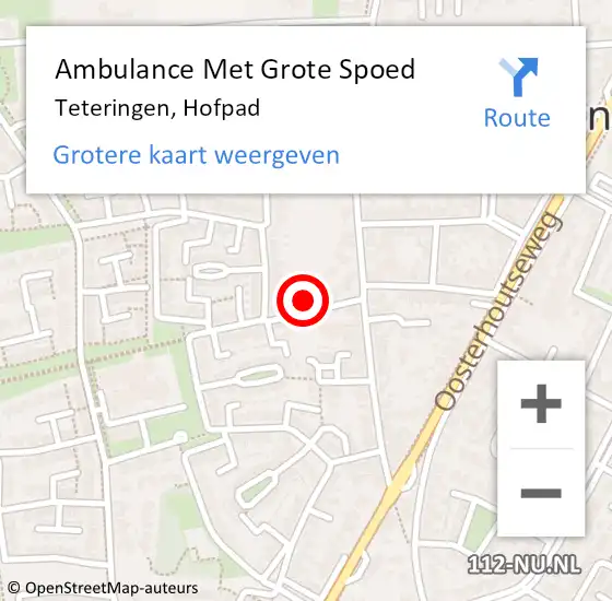 Locatie op kaart van de 112 melding: Ambulance Met Grote Spoed Naar Teteringen, Hofpad op 21 november 2017 18:23